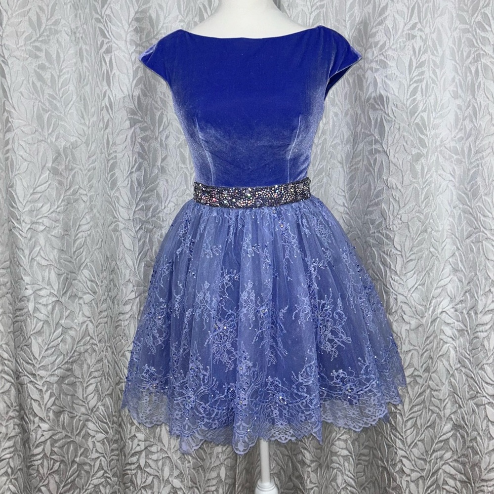 Purple Sherri hill fit to flair dress size 2
